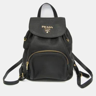 Pre-owned Prada Vit.daino Leather Backpack Black