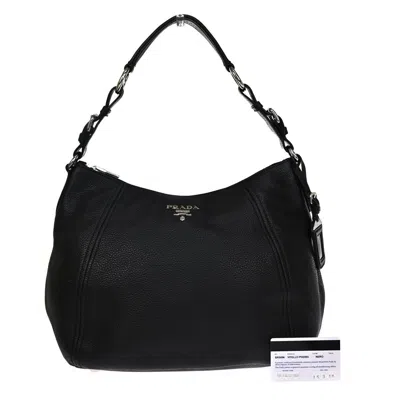 Prada Vitello Black Leather Shoulder Bag ()