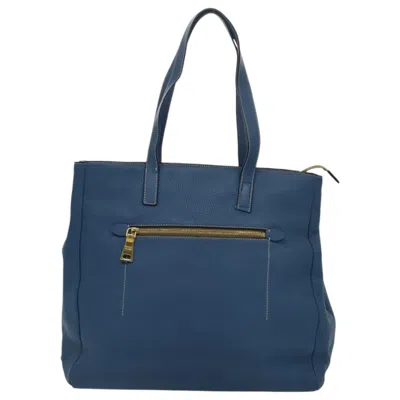 Pre-owned Prada Vitello Blue Leather Tote Bag ()
