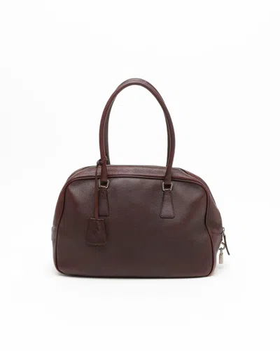 Prada Vitello Bowling Bag In Brown