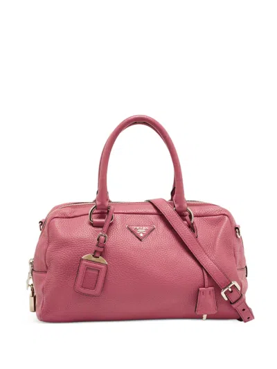 Pre-owned Prada Vitello Daino Bauletto Tote Bag In Pink