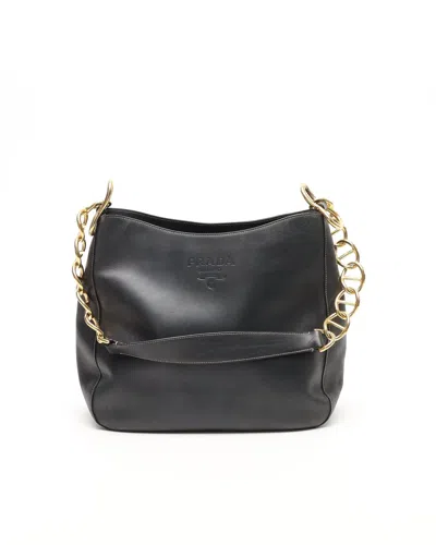 Prada Vitello Daino Chain Bag In Black