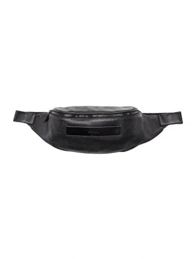Pre-owned Prada Vitello Daino Leather Belt Bag In Black
