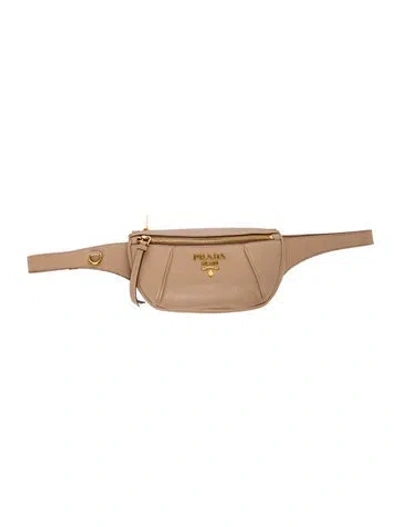 Pre-owned Prada Vitello Daino Leather Belt Bag In Neutral