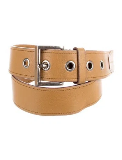 Pre-owned Prada Vitello Daino Leather Belt In Yellow