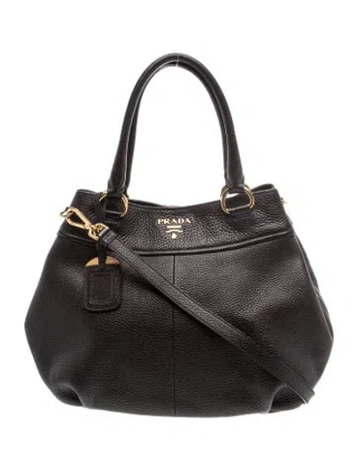Pre-owned Prada Vitello Daino Leather Black Vitello Daino Leather Tote Bag Small
