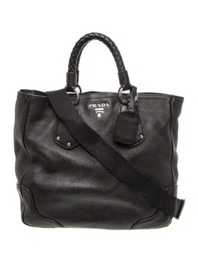 Pre-owned Prada Vitello Daino Leather Black Vitello Daino Tote