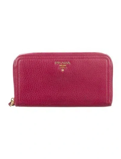 Pre-owned Prada Vitello Daino Leather Continental Wallet In Purple