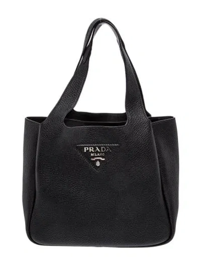 Pre-owned Prada Vitello Daino Leather Dynamique In Black