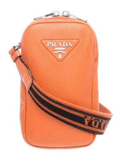 Pre-owned Prada Vitello Daino Leather Flou In Orange