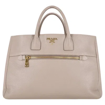 Pre-owned Prada Vitello Daino Leather Handbag In Sand
