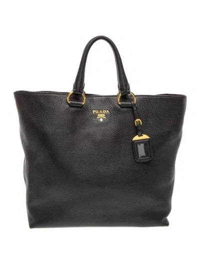 Pre-owned Prada Vitello Daino Leather Phenix In Black