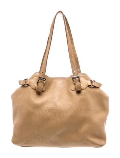 Pre-owned Prada Vitello Daino Leather Shoulder Bag In Neutral