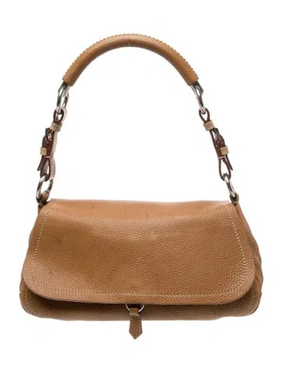 Pre-owned Prada Vitello Daino Leather Shoulder Bag Vintage In Brown