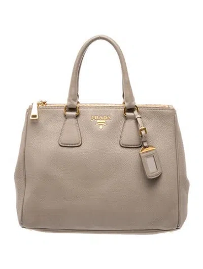Pre-owned Prada Vitello Daino Leather Tote In Gray