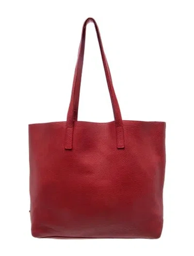 Pre-owned Prada Vitello Daino Leather Tote In Red