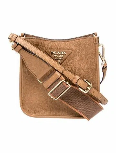Pre-owned Prada Vitello Daino Leather Vitello Daino Leather Crossbody Bag Mini In Neutral