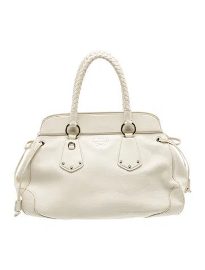 Pre-owned Prada Vitello Daino Leather Vitello Daino Leather Handle Bag In Neutral