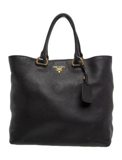 Pre-owned Prada Vitello Daino Leather Vitello Daino Leather Tote In Black