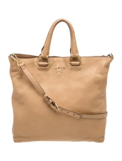 Pre-owned Prada Vitello Daino Leather Vitello Daino Tote Bag Large In Neutral