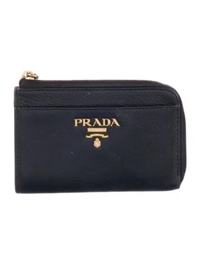 Pre-owned Prada Vitello Daino Leather Wallet In Black