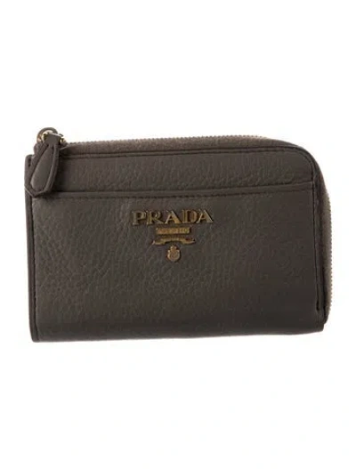 Pre-owned Prada Vitello Daino Leather Wallet In Neutral