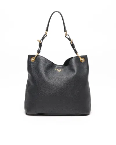 Prada Vitello Daino Shoulder Bag In Black