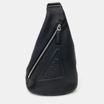 Pre-owned Prada Vitello Daino Slingback In Black