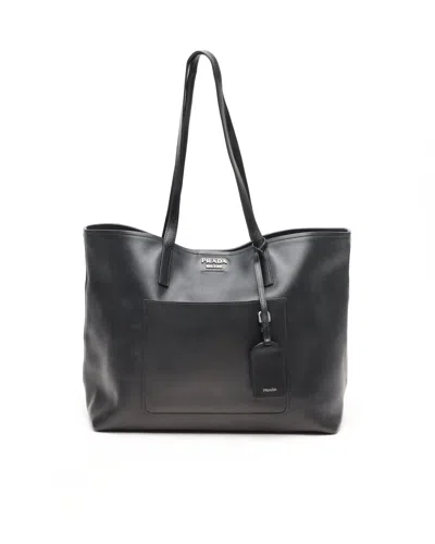 Prada Vitello Daino Tote Bag In Black
