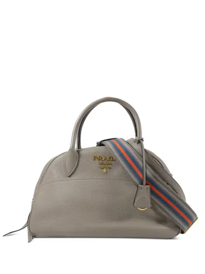 Pre-owned Prada Vitello Daino Tote Bag In Grey