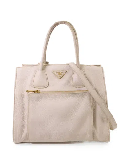 Pre-owned Prada Vitello Daino Tote Bag In Neutral
