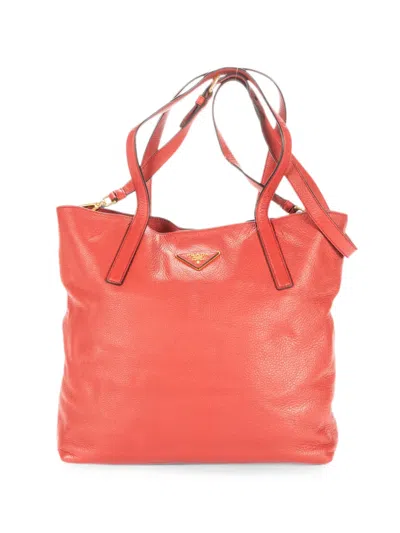 Pre-owned Prada Vitello Daino Tote Bag In Red