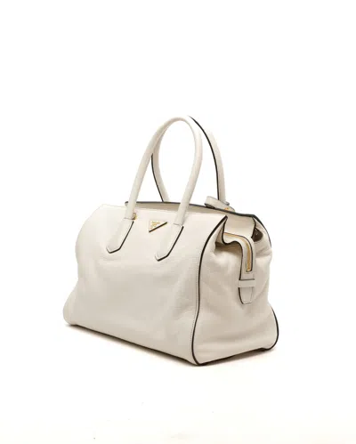 Prada Vitello Daino Tote Bag In White
