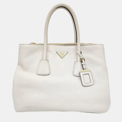 Pre-owned Prada Ivory Leather Vitello Daino Tote Bag In White