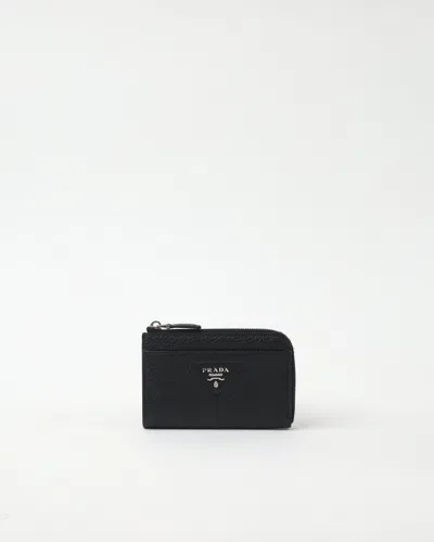 Prada Vitello Daino Zipped Card Holder Purse
