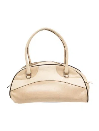 Pre-owned Prada Vitello Drive Leather Top Handle Bag In Neutral