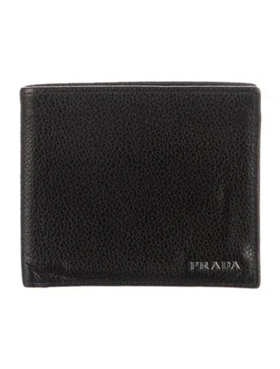 Pre-owned Prada Vitello Grain Leather Wallet In Black