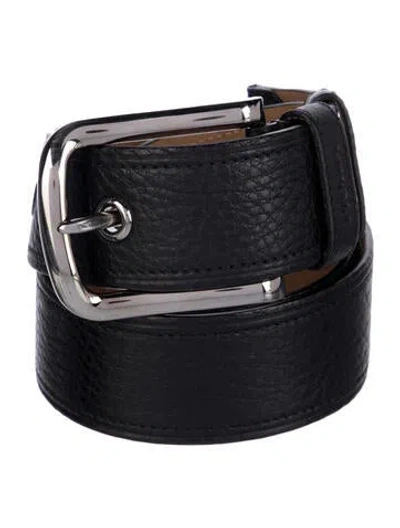 Pre-owned Prada Vitello Leather Belt In Black