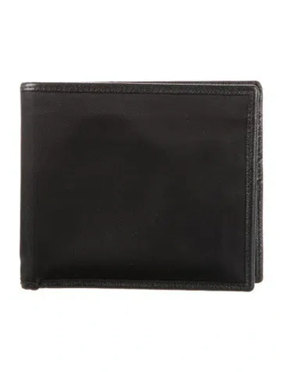 Pre-owned Prada Vitello Leather Bifold Wallet In Black
