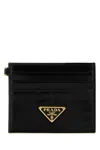 Prada Vitello Leather Card Case In Black