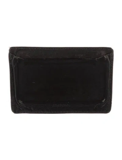 Pre-owned Prada Vitello Leather Card Holder In Black