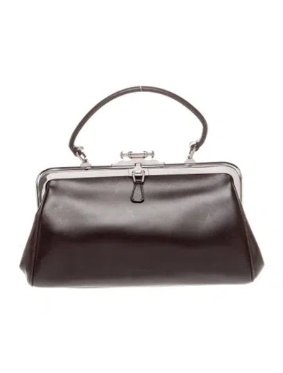 Pre-owned Prada Vitello Leather Cerniera In Brown