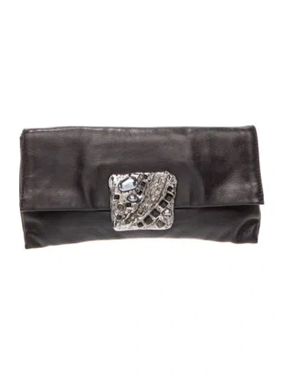 Pre-owned Prada Vitello Leather Clutch In Black