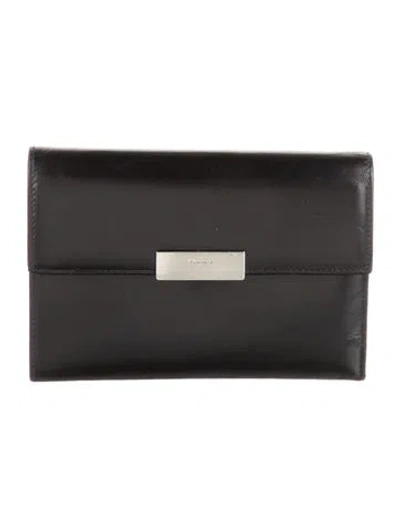 Pre-owned Prada Vitello Leather Continental Wallet In Black