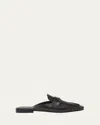 Prada Triangle Logo Leather Flat Mules In Nero