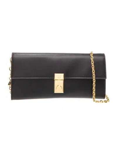 Pre-owned Prada Vitello Leather Soft Sound Strap Wallet In Black