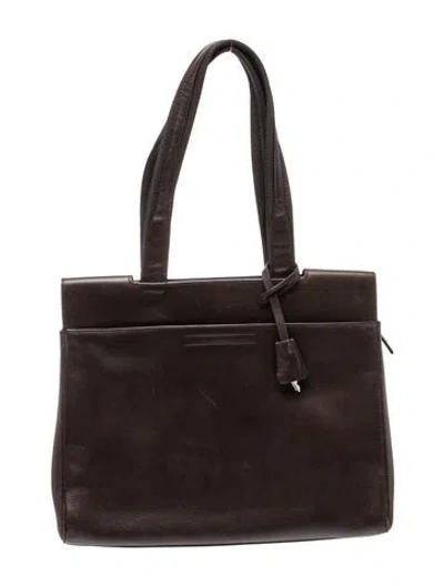 Pre-owned Prada Vitello Leather Tote Vintage In Brown