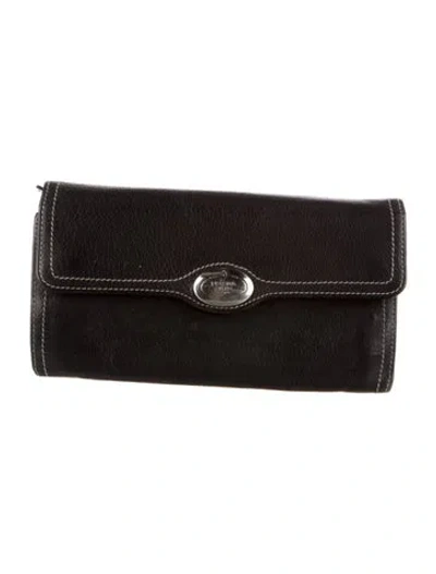 Pre-owned Prada Vitello Leather Wristlet In Black