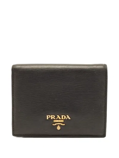 Pre-owned Prada Vitello Move Bi-fold Wallet In Black