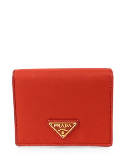 Pre-owned Prada Vitello Move Bifold Wallet In Red